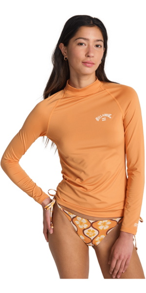 2026 Billabong Mujer Camiseta De Lycra De Manga Larga Tropical Surf EBJWR03014 - Tangerine